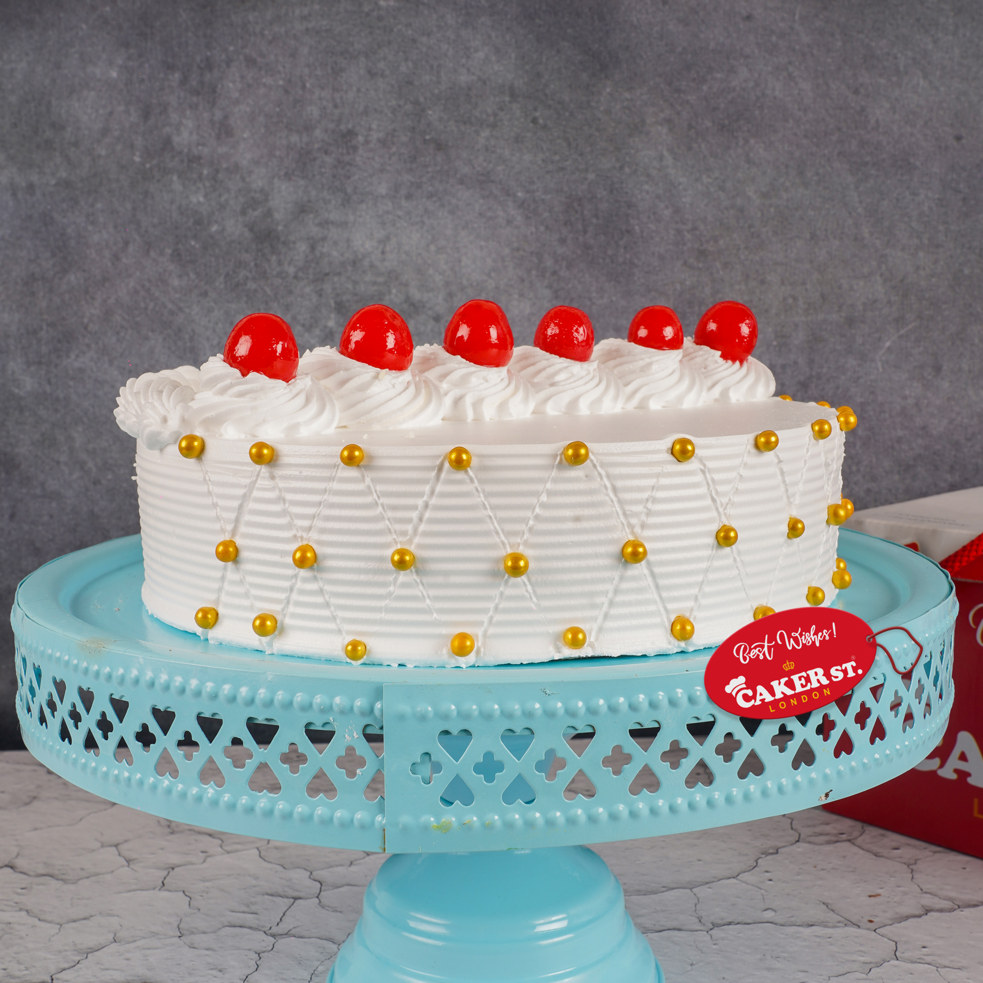 Elegant Cherry & Pearl Birthday Cake