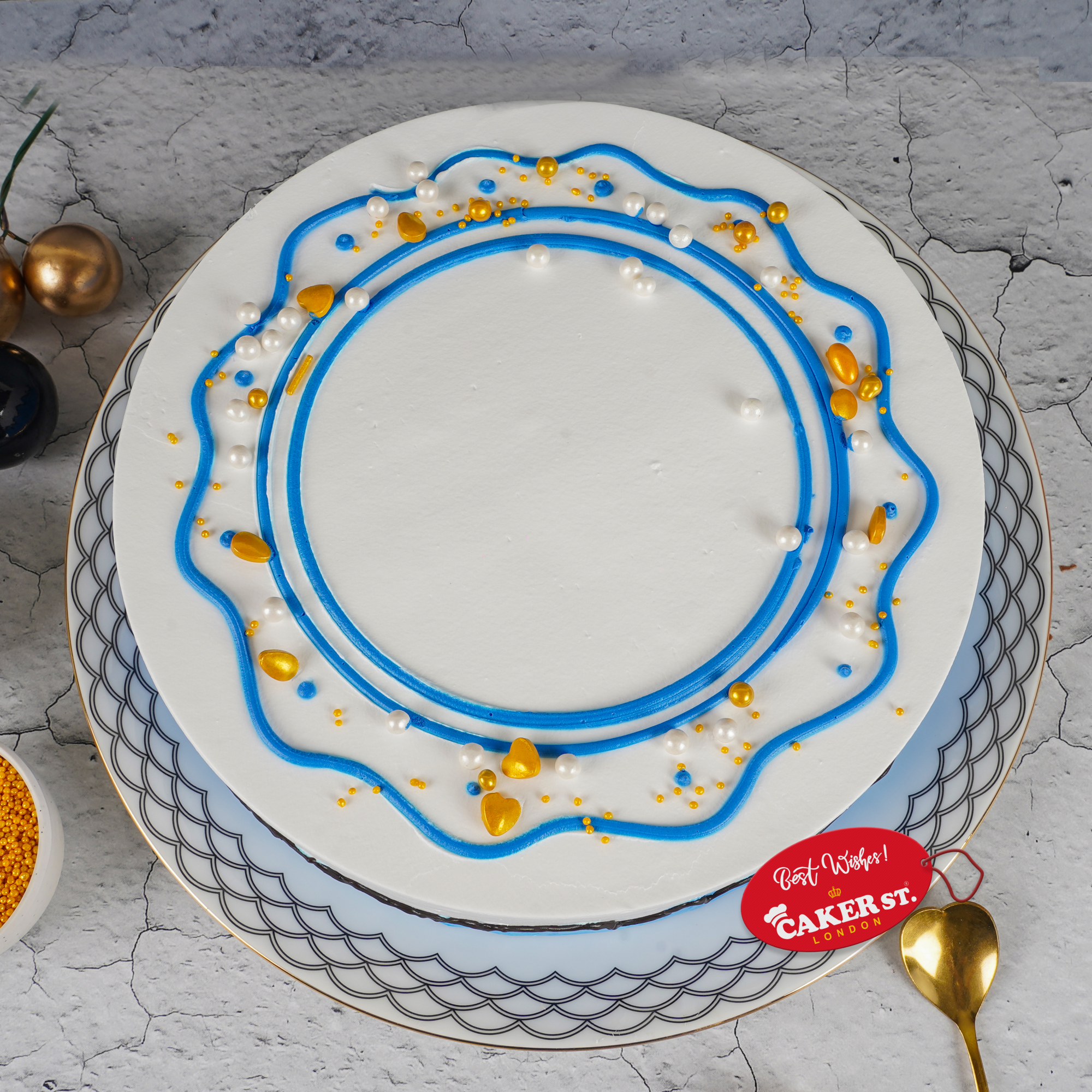 Blue & White Swirl Birthday Cake