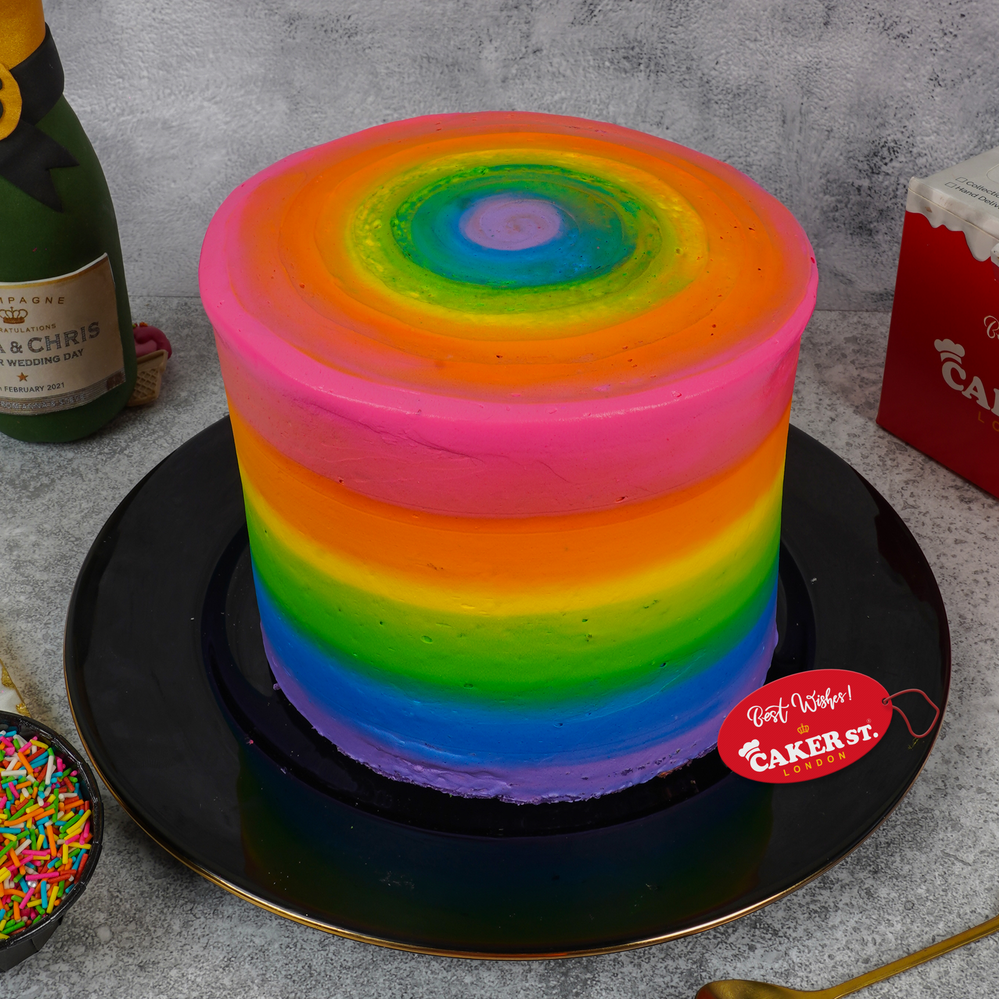 Rainbow Swirl Birthday Cake