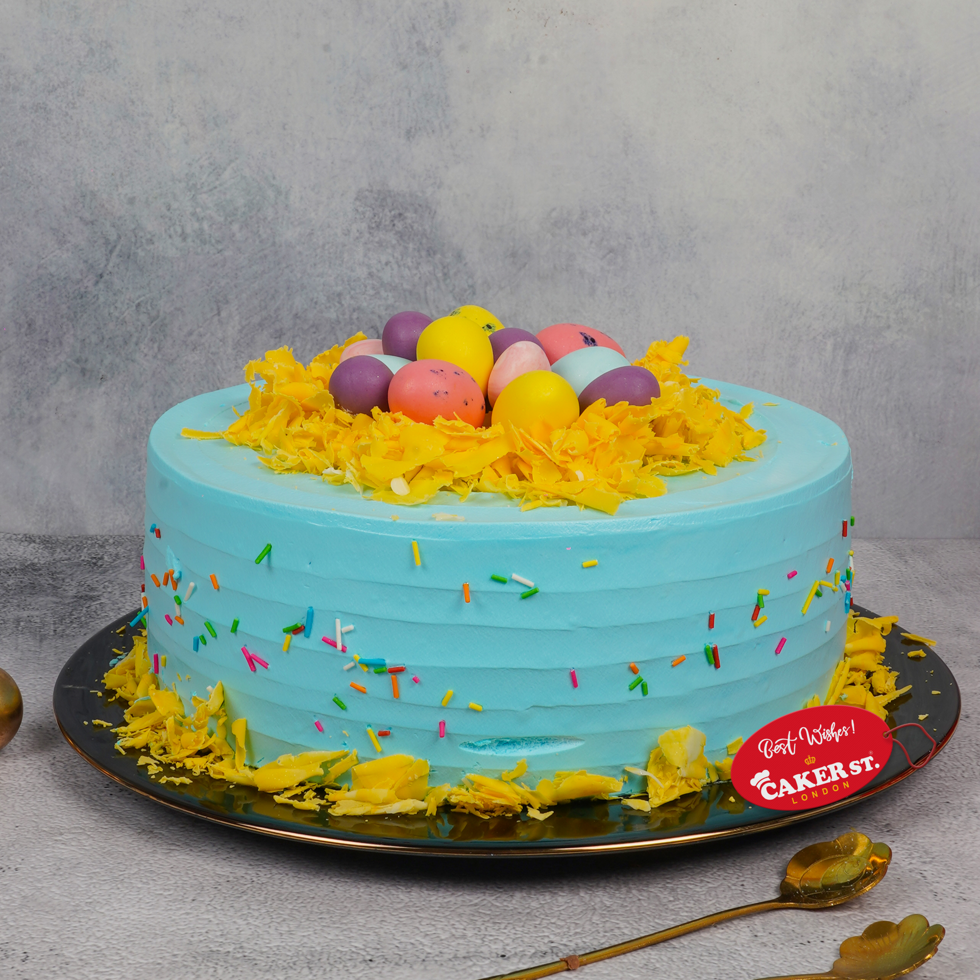 Happy Easter Nest Cake with Eggs & Personalised Name