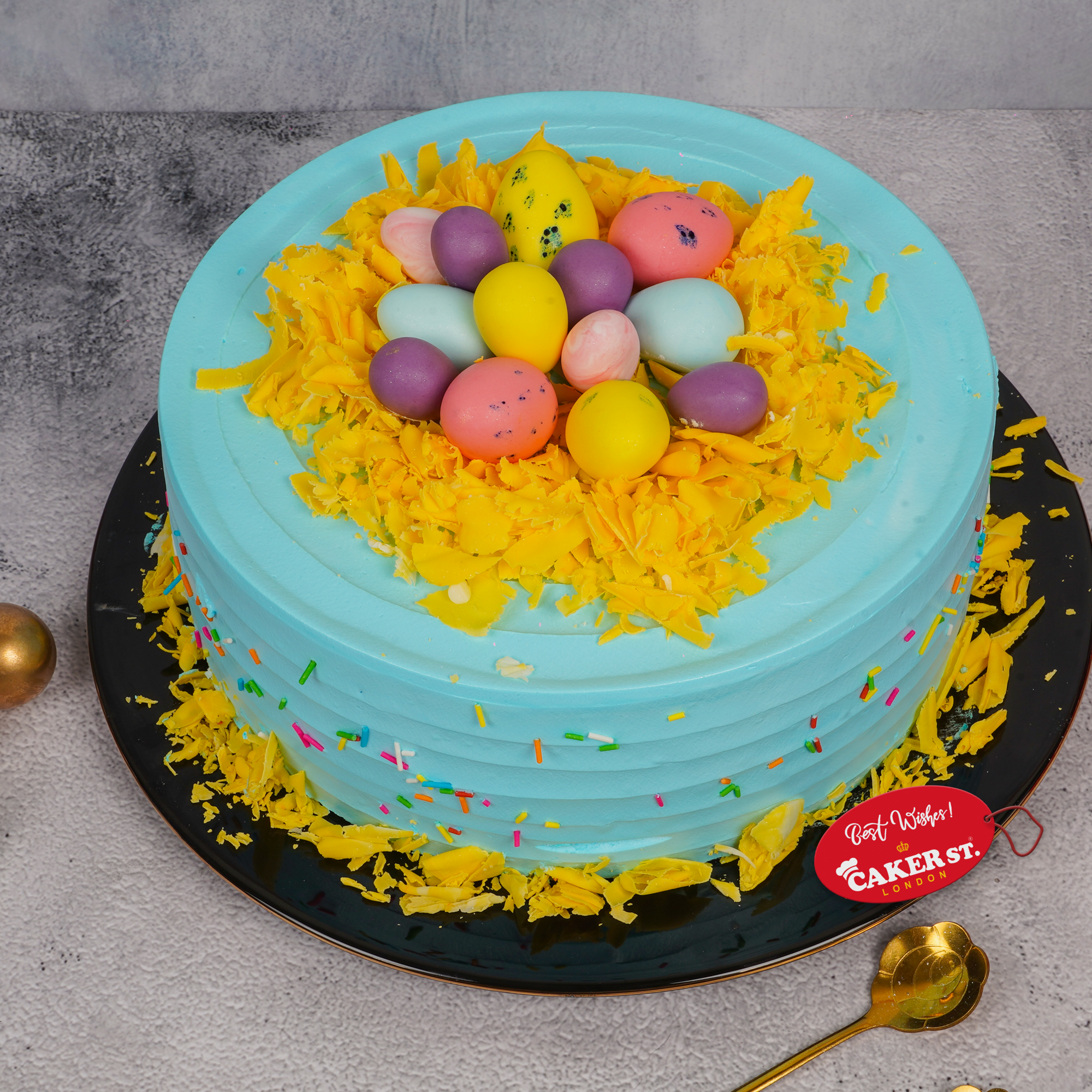 Happy Easter Nest Cake with Eggs & Personalised Name