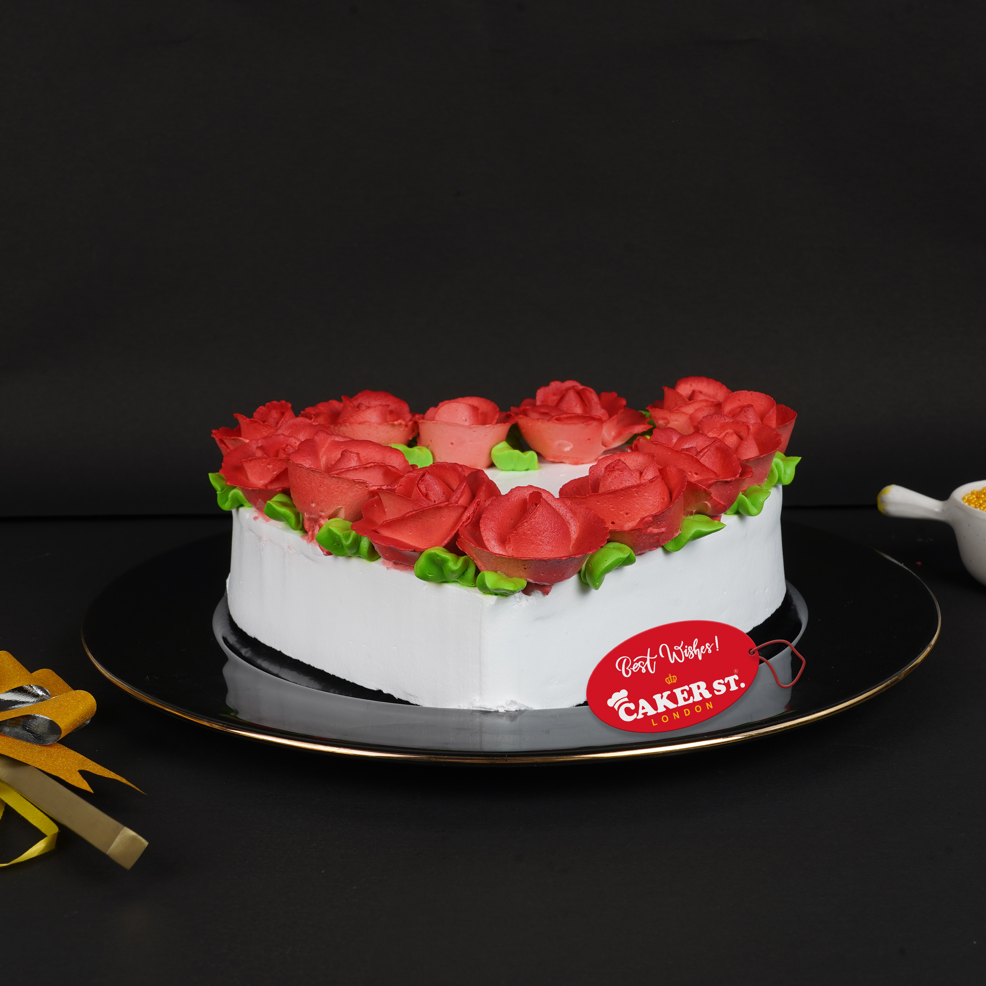 Floral Heart Rose Birthday Cake