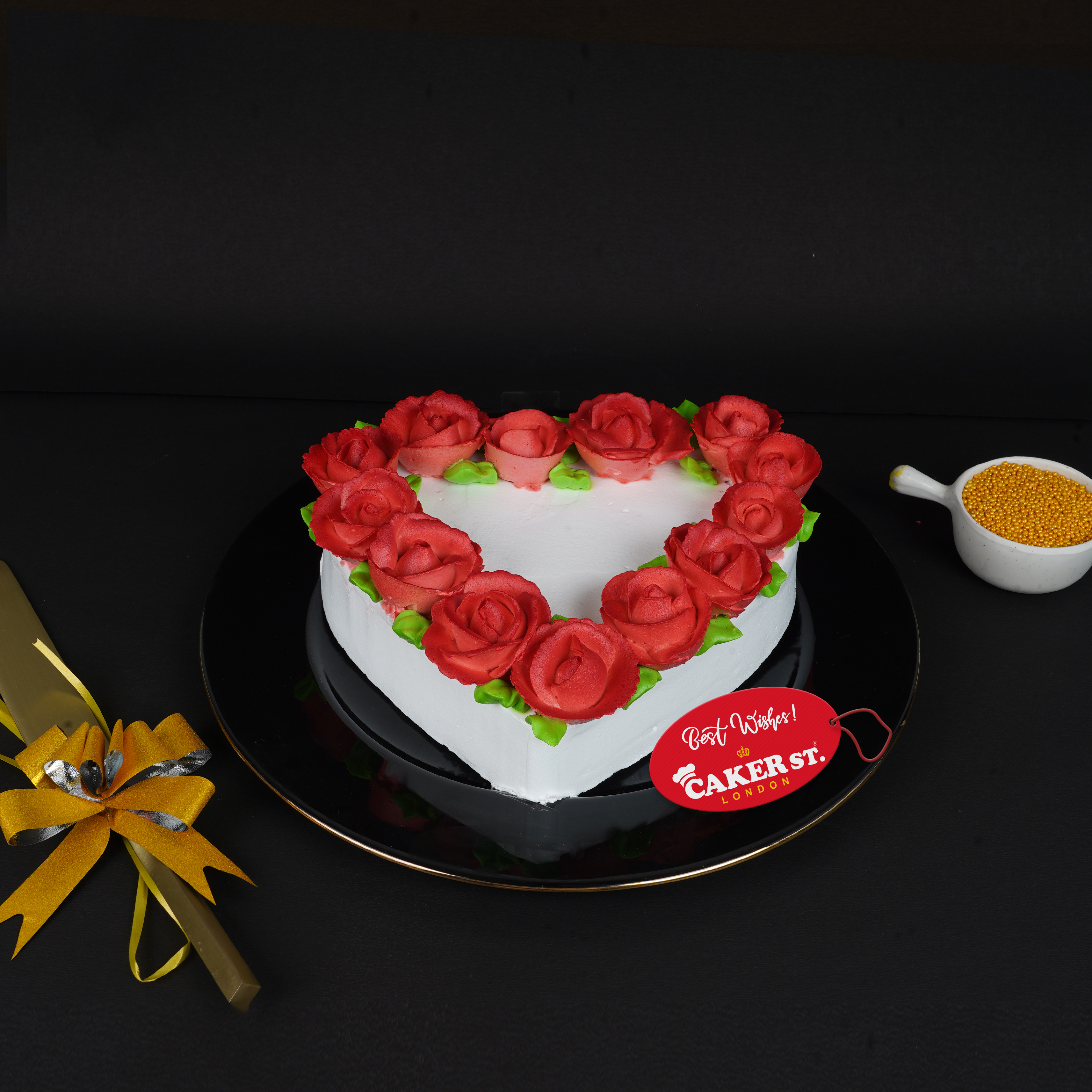 Floral Heart Rose Birthday Cake