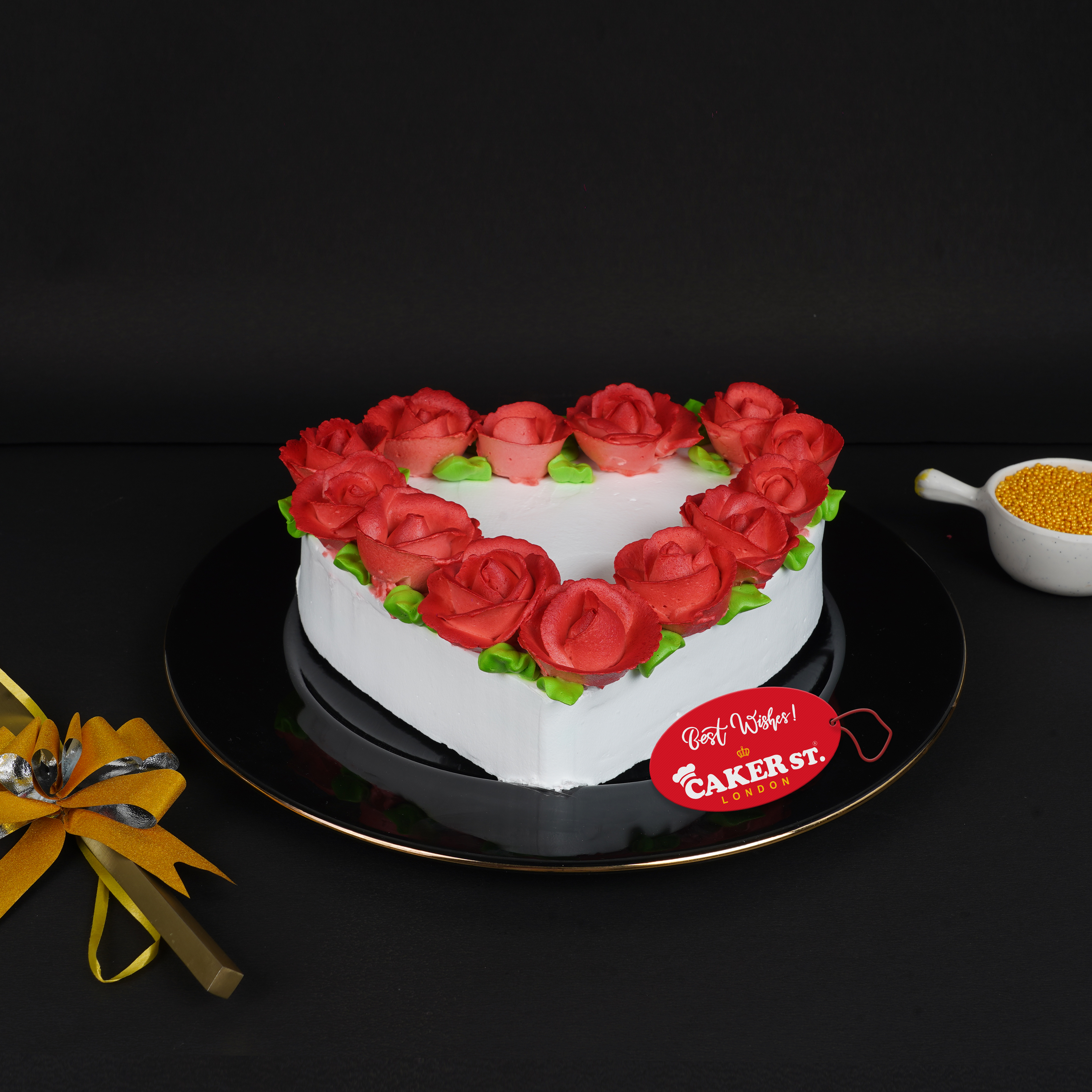 Floral Heart Rose Birthday Cake