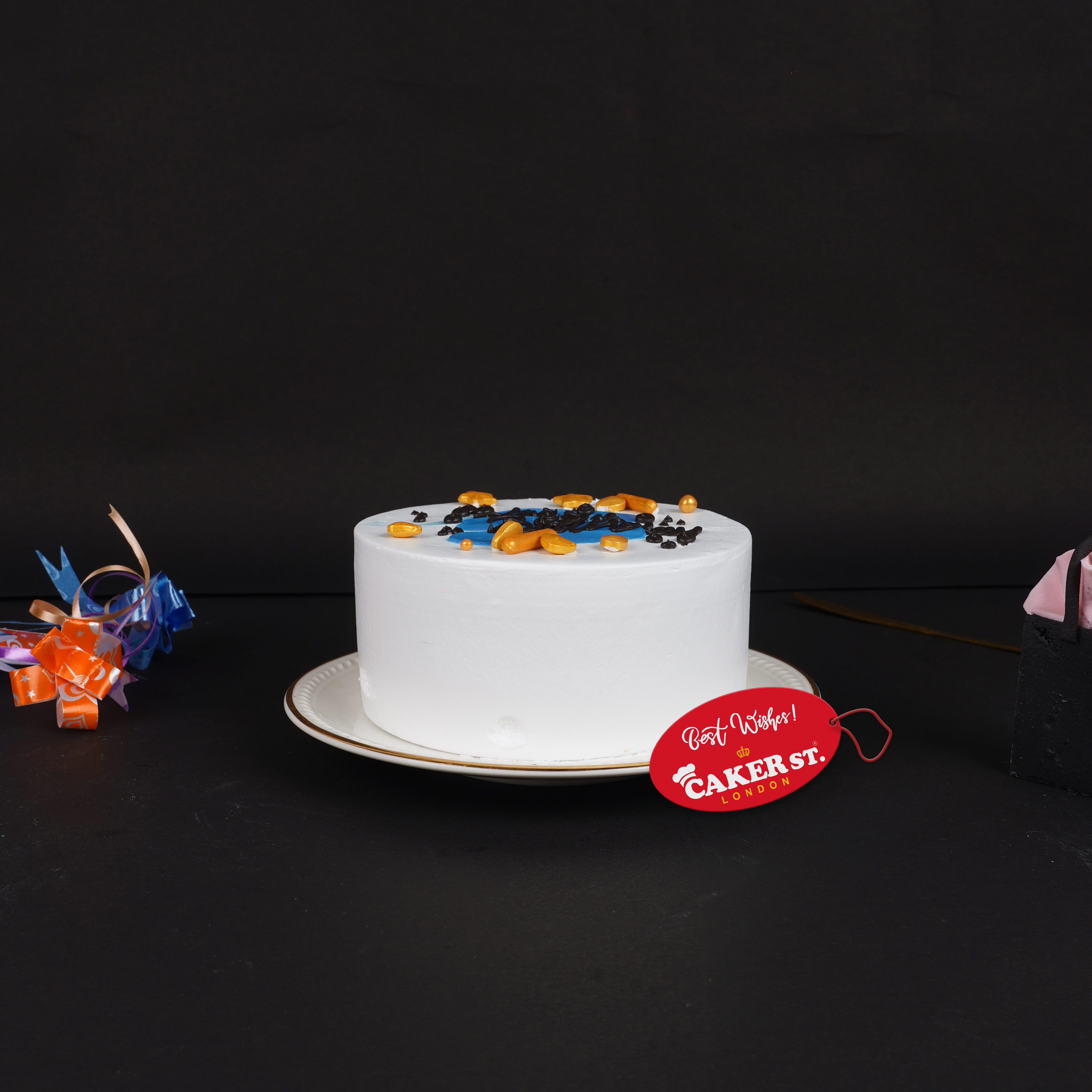 Modern Blue & Gold Birthday Cake