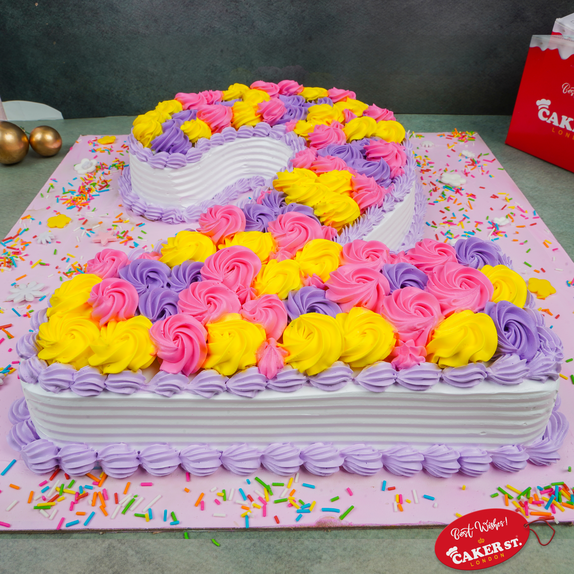 Vibrant Rosette Number 2nd Birthday Cake