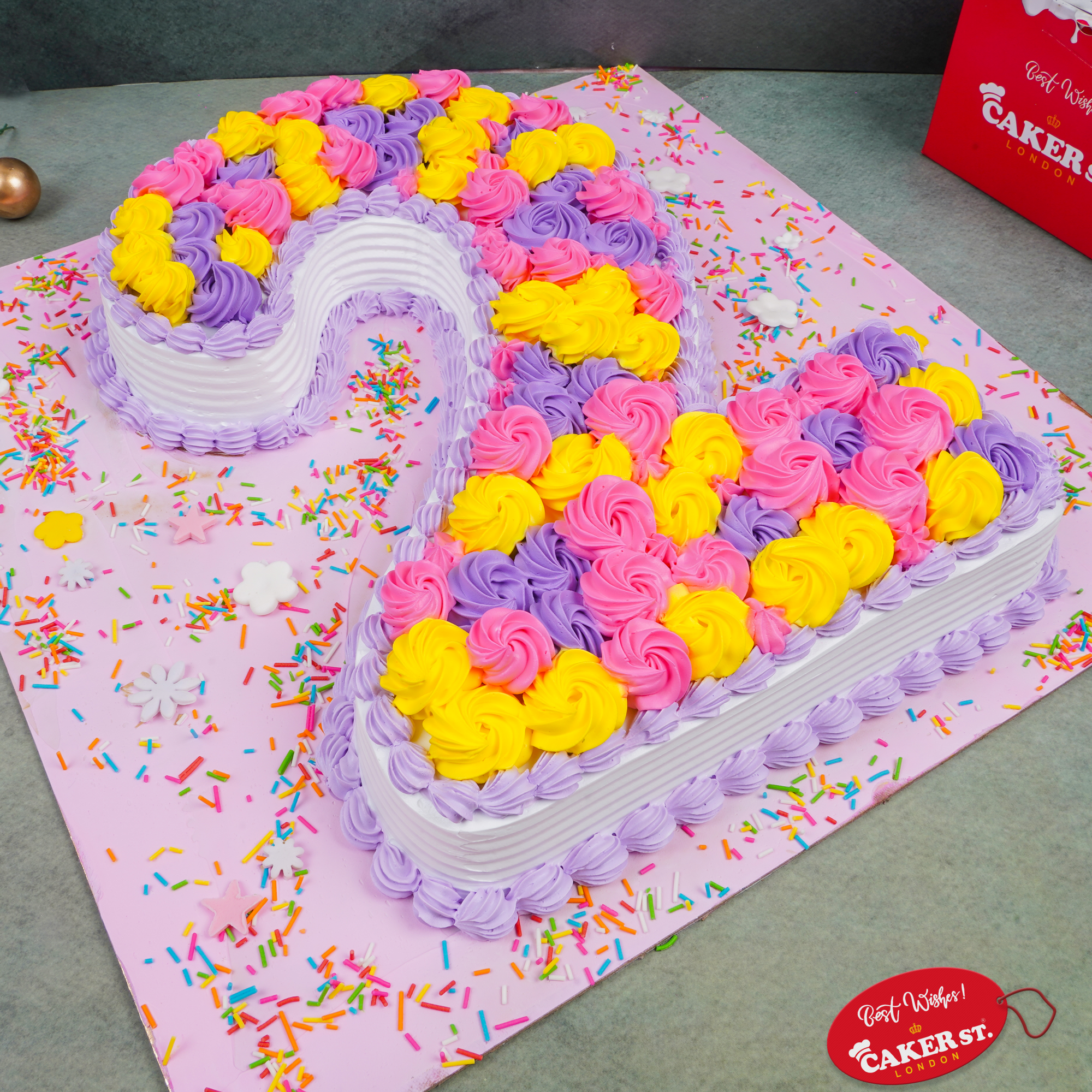 Vibrant Rosette Number 2nd Birthday Cake