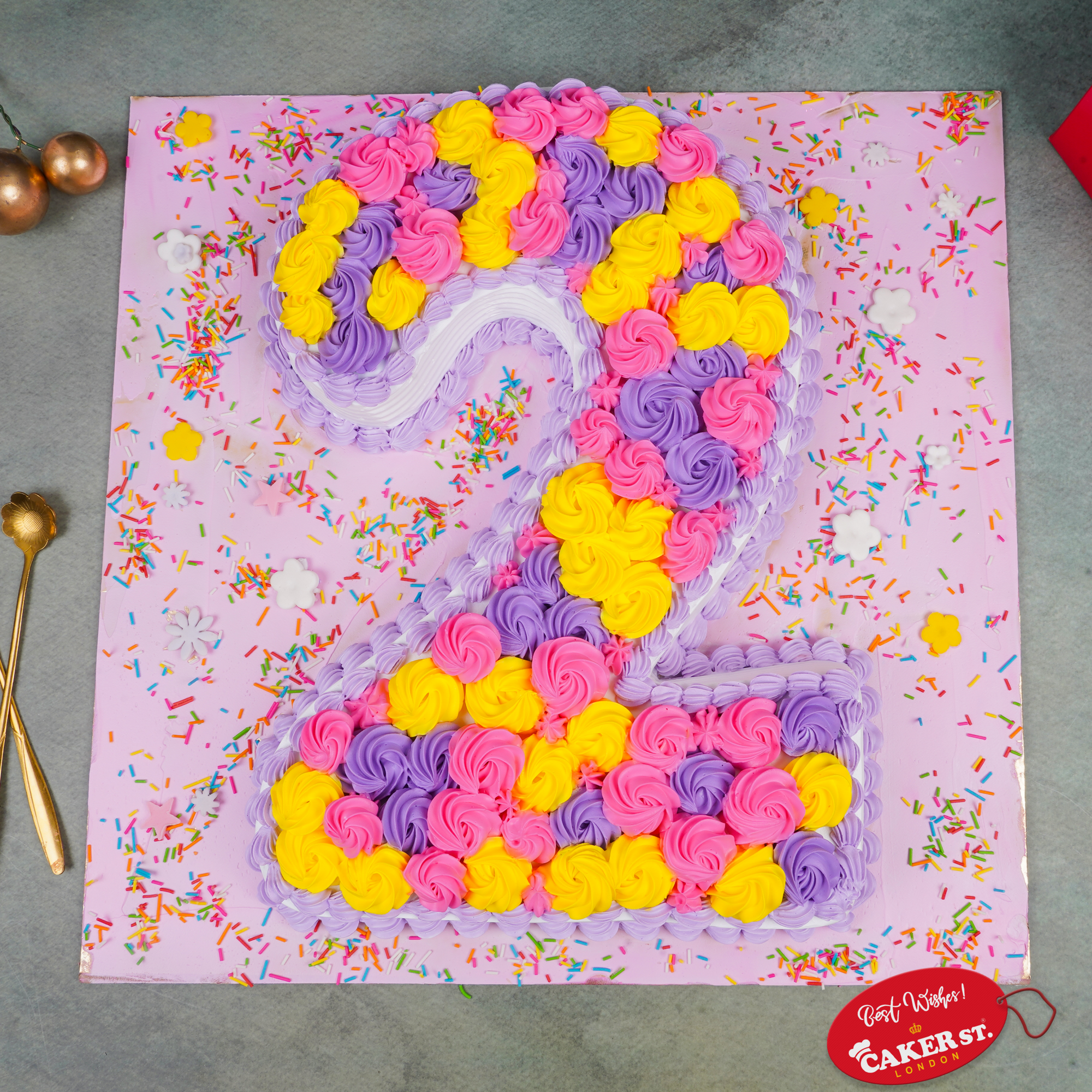 Vibrant Rosette Number 2nd Birthday Cake