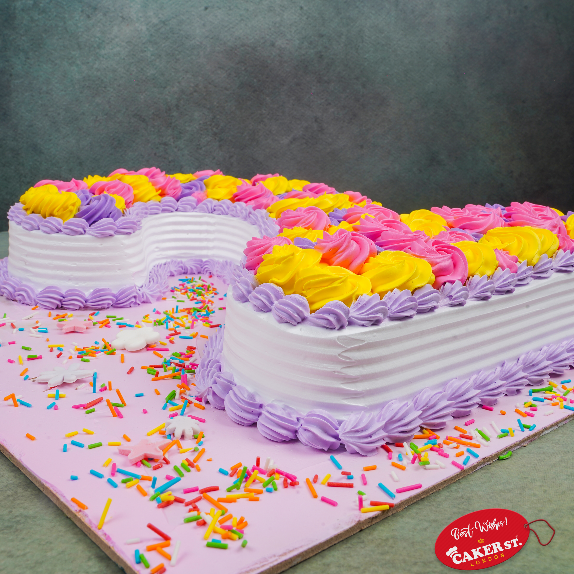 Vibrant Rosette Number 2nd Birthday Cake