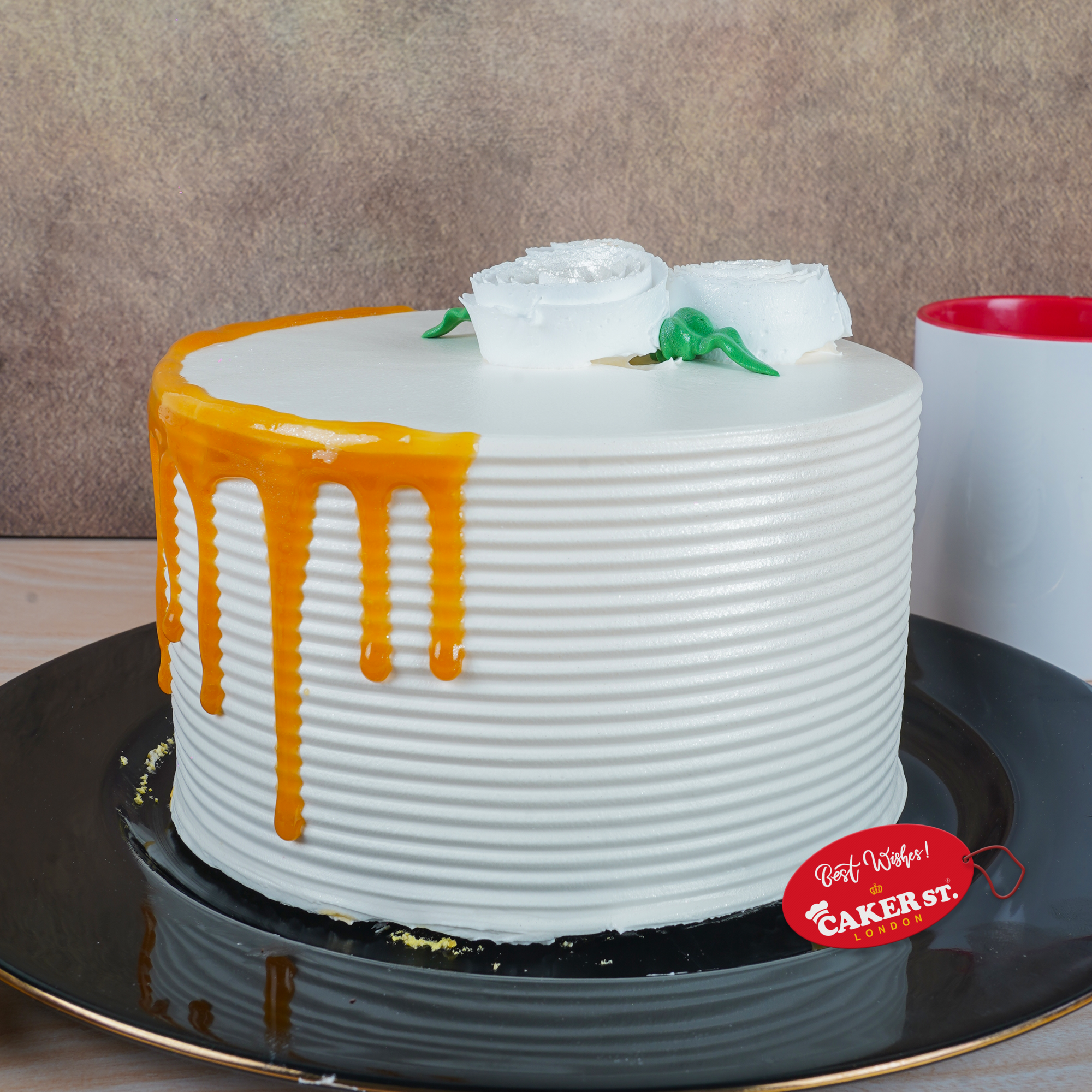 Elegant Drip Birthday Cake with White Roses