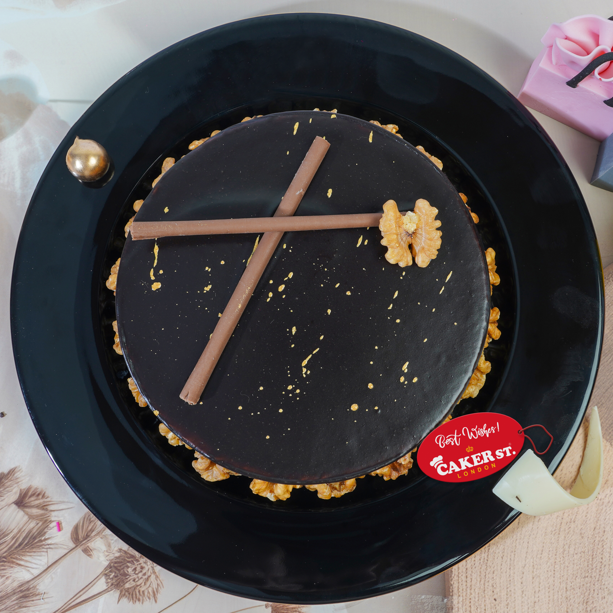 Elegant Chocolate Walnut Birthday Cake