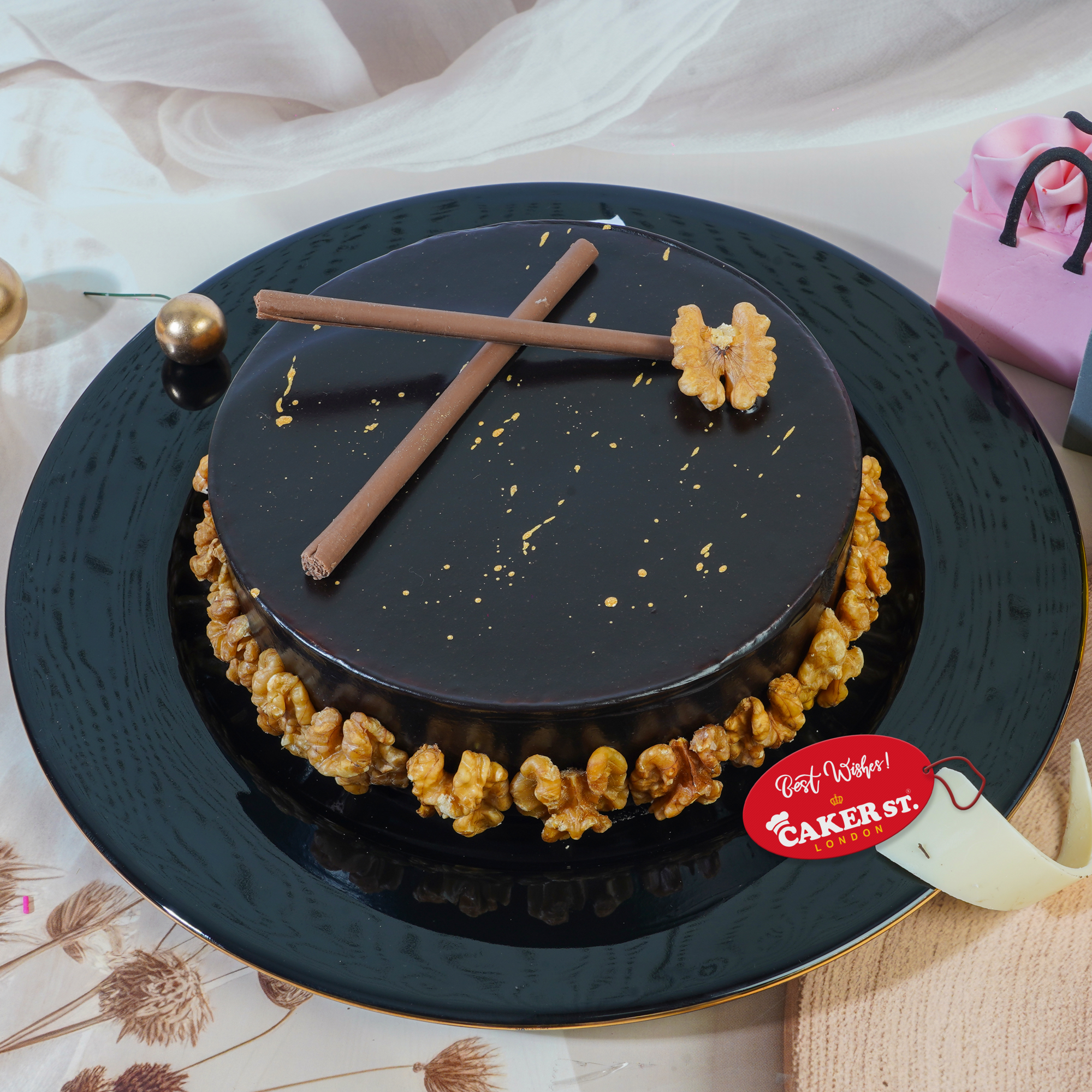 Elegant Chocolate Walnut Birthday Cake